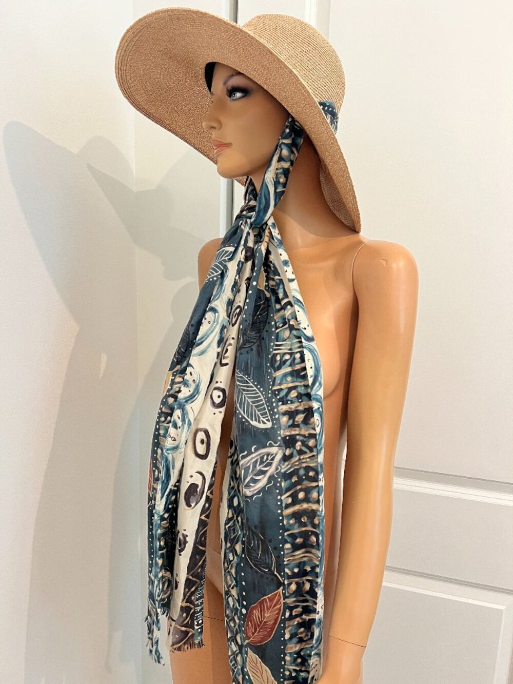 $445 NWT Eugenia Kim Cassidy Paper Hat W/ Silk Scarf